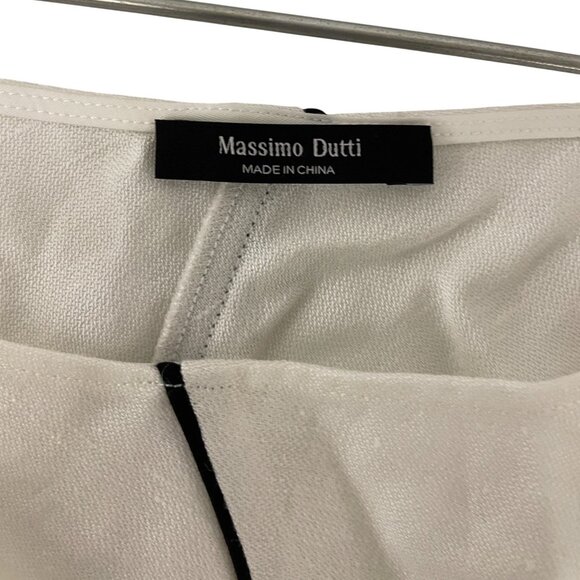 Massimo Dutti Womens Midi Dress Size M White Black stripe Flowing 6653/591 NWT - Picture 5 of 14